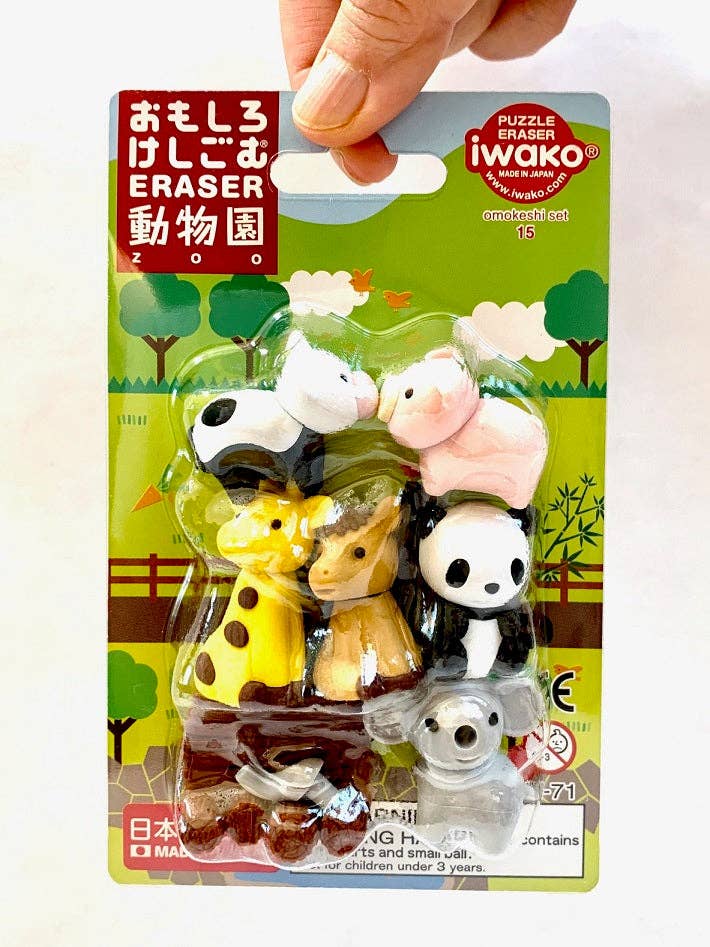 383451 Iwako Zoo Animal Eraser Card