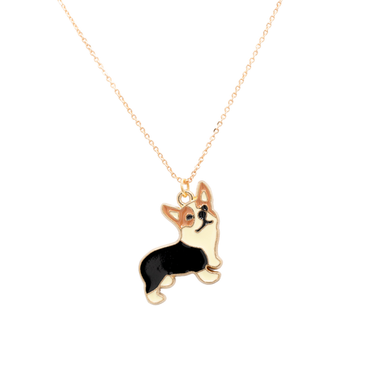 Corgi Dog Enamel Animal Charm Necklace Children's Pet