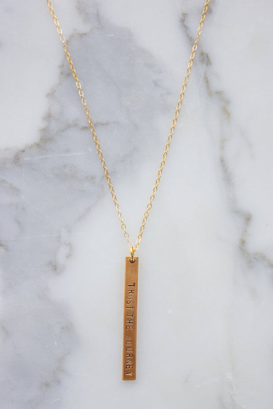 'Trust The Journey' Stamped Bar Necklace