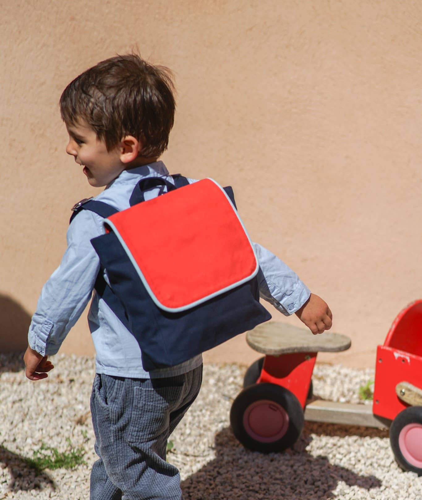 RED/NAVY BLUE RECTANGLE CHILDREN'S BACKPACK