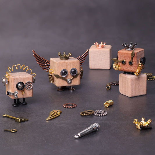 DIY Timberbot Kit, Build 2 Wooden Robots