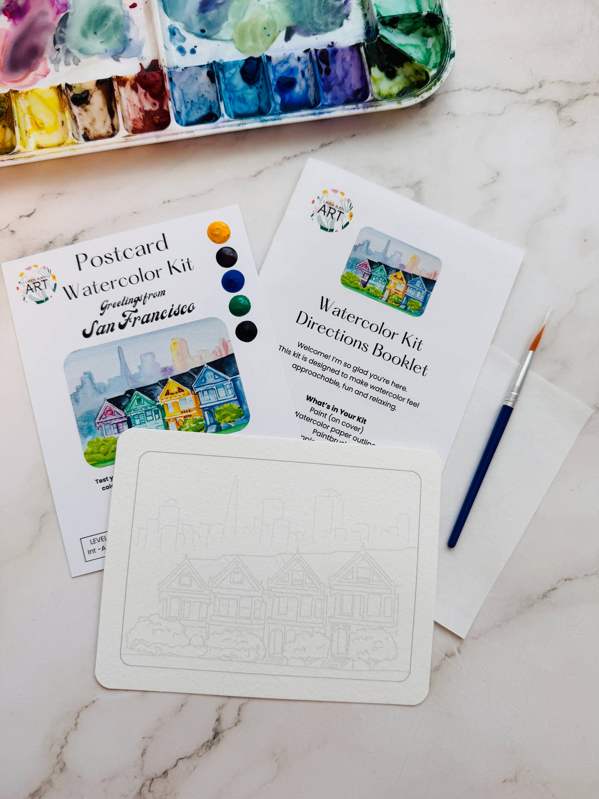 San Francisco Painted Ladies Watercolor Postcard Kit