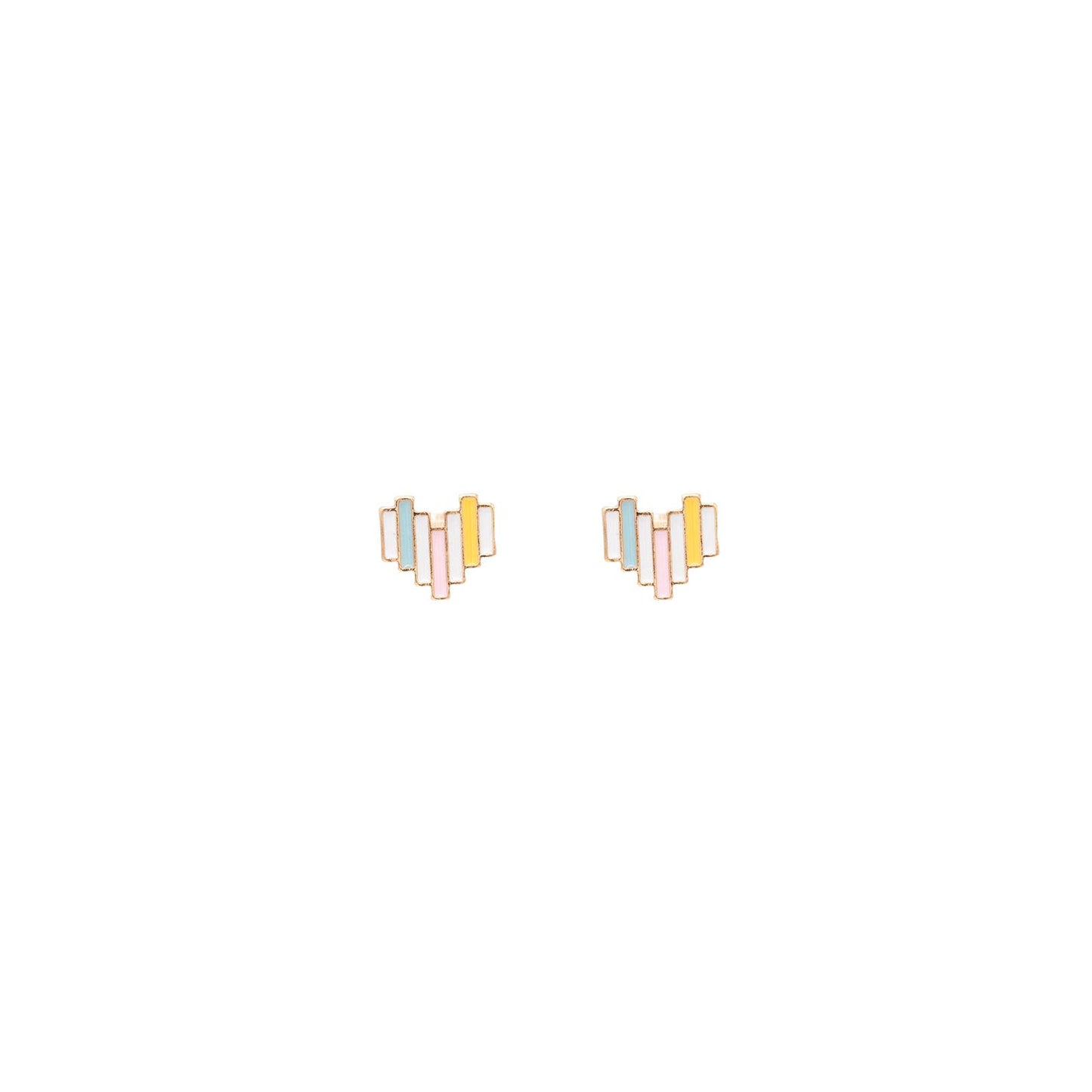 Patchwork Heart Enamel Post Stud Earring Children's Gift