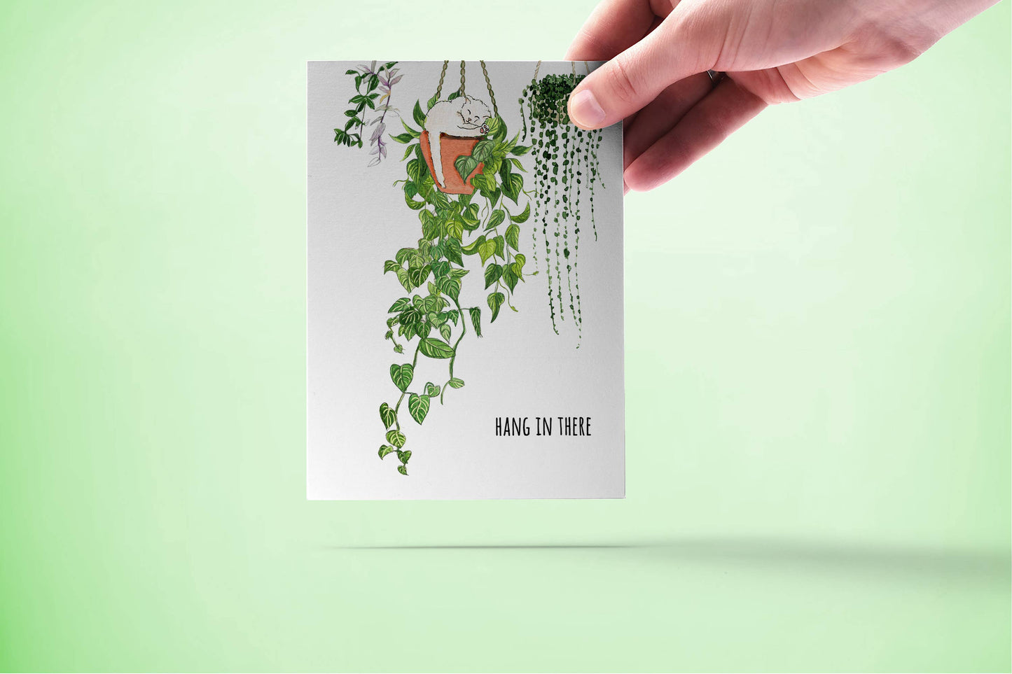 Hanging Plant Cat - Thinking Of You Card