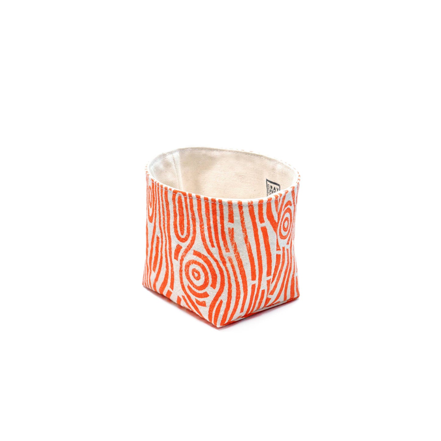 Woodgrain Blockprint Fabric Planter—4"