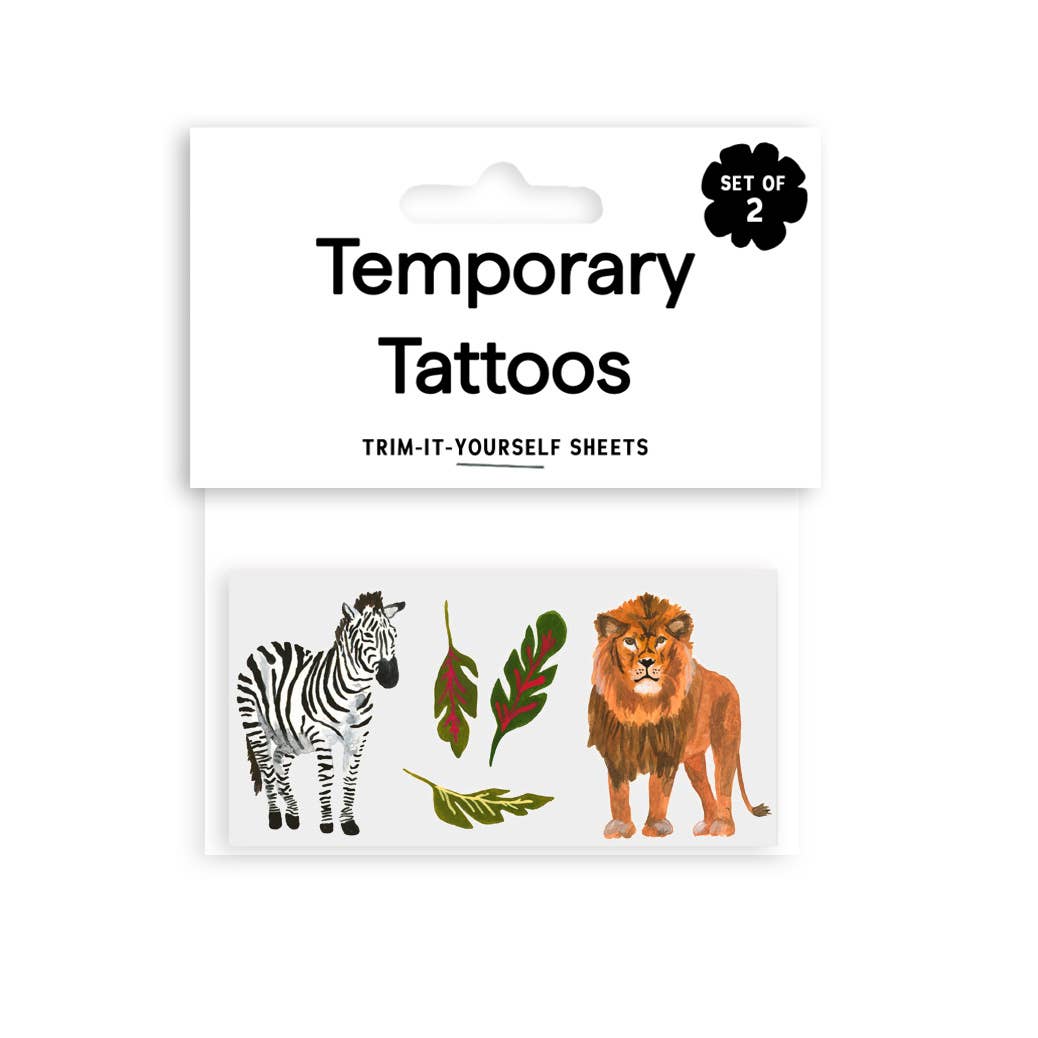Lion + Zebra Temporary Tattoos