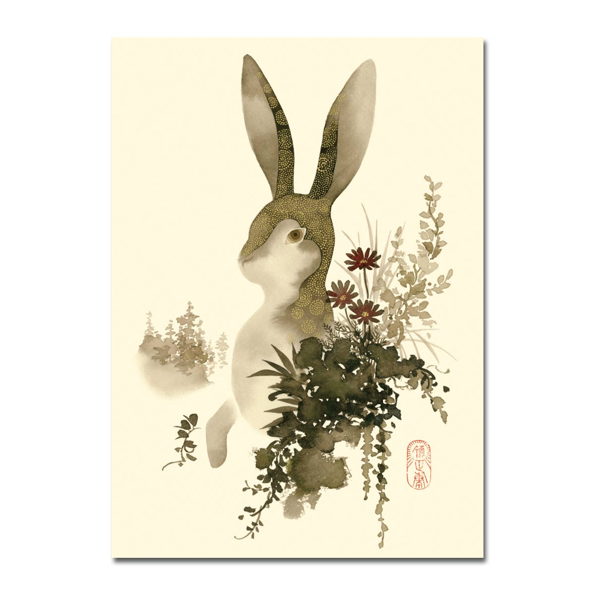 Golden Bunny Foil Blank Card