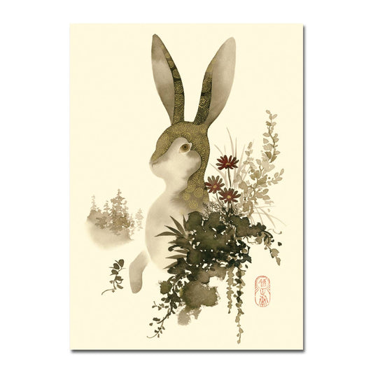 Golden Bunny Foil Blank Card