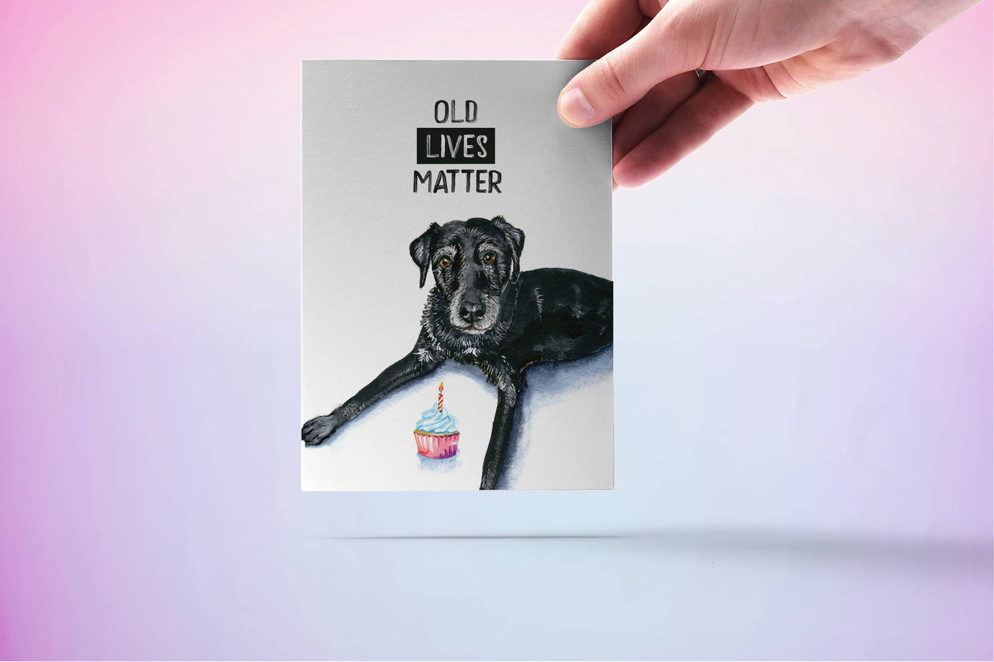 Old Live Matter Senior Black Lab Dog Birthday Card