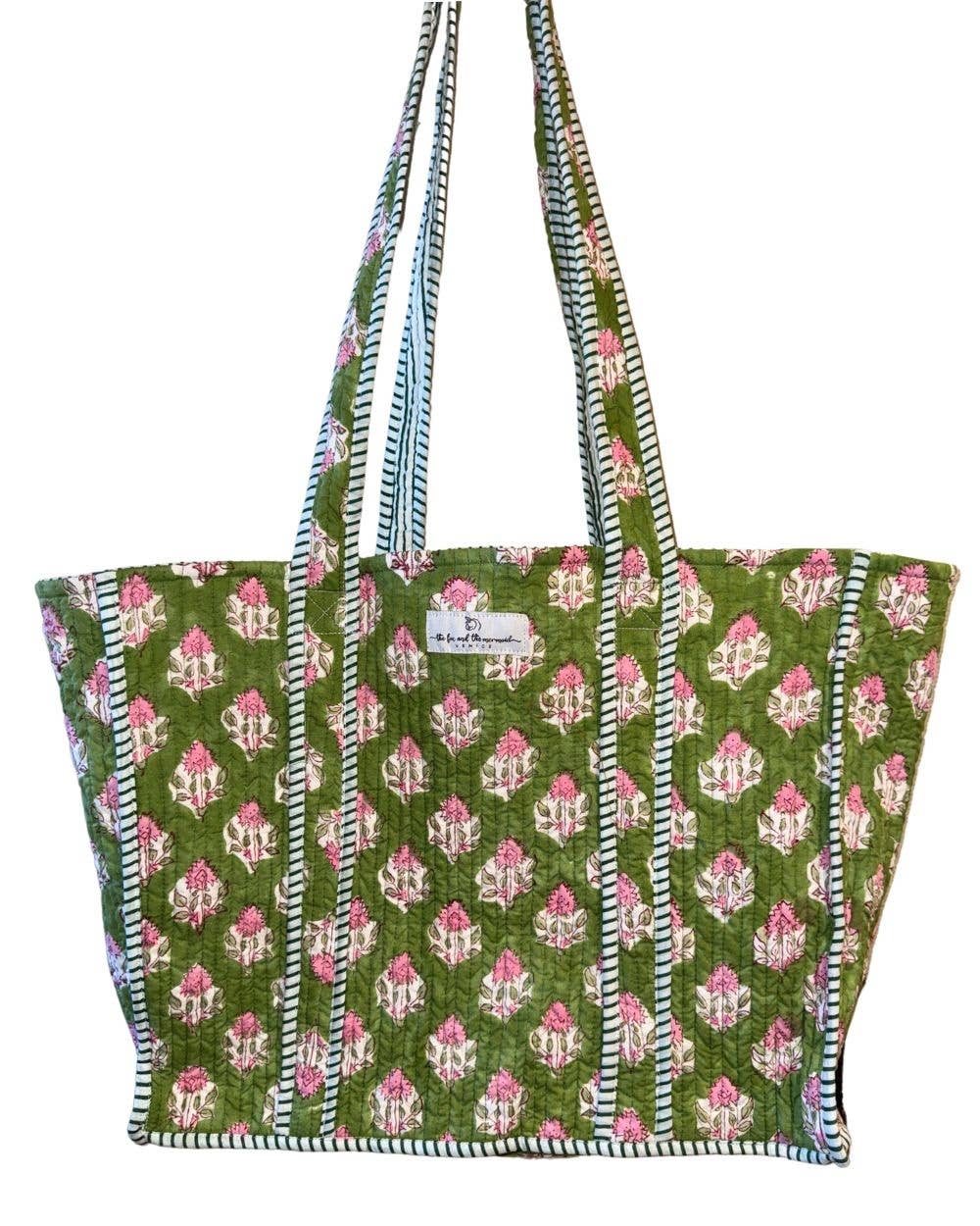 Reversible Quilted Block Printed Beach Bag