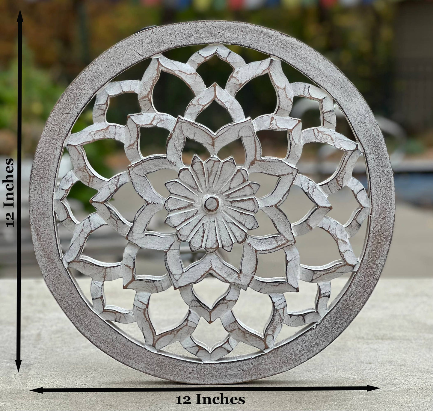 Handcrafted Wooden Lotus Flower Wall Décor Hanging Art: Natural