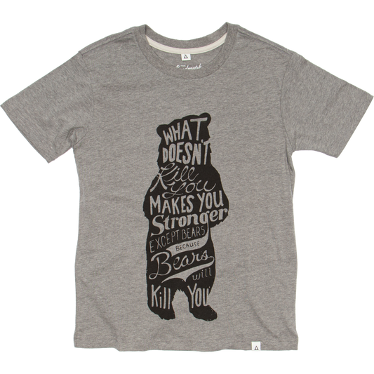 Youth Bear (What Doesn't Kill You) Tee: Smoke Grey, L