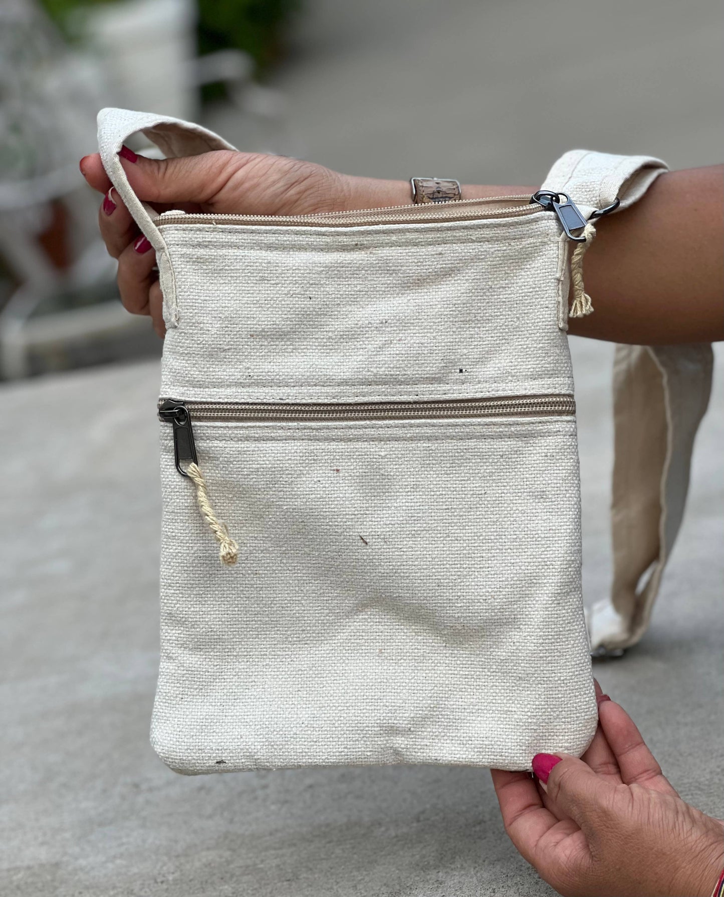 Hemp Hippie Small Cross Body Bag, Travel Sling Passport Bag
