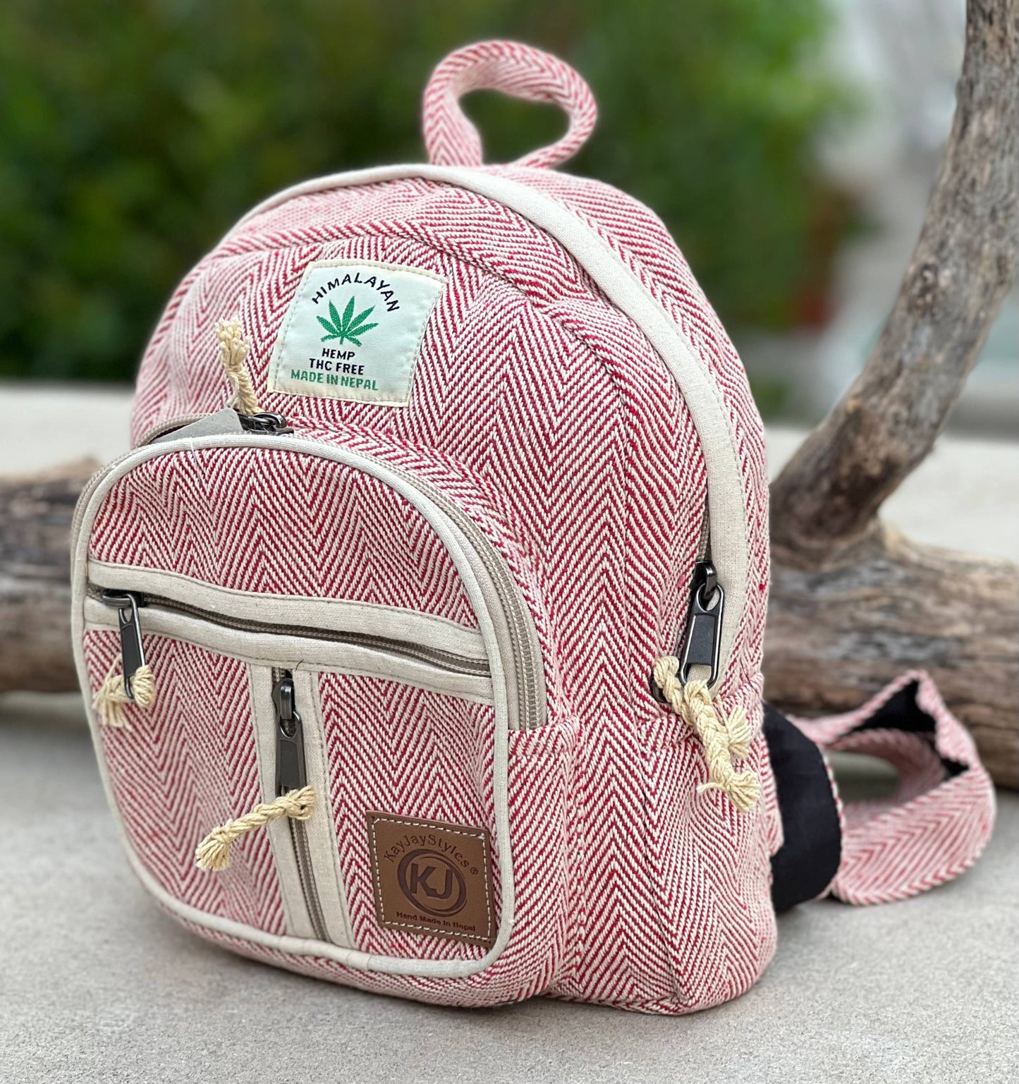 Handmade Lightweight Natural Hemp Himalayan Nepal Minipack (: Red