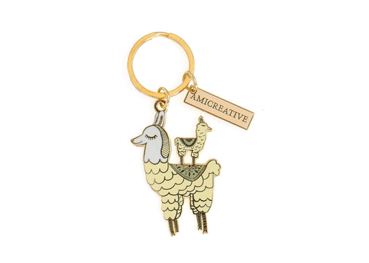 Mama Llama Hard Enamel Keychain