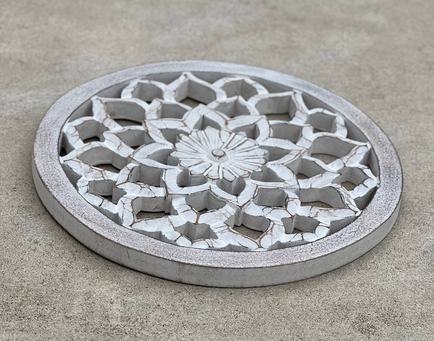 Handcrafted Wooden Lotus Flower Wall Décor Hanging Art: Natural