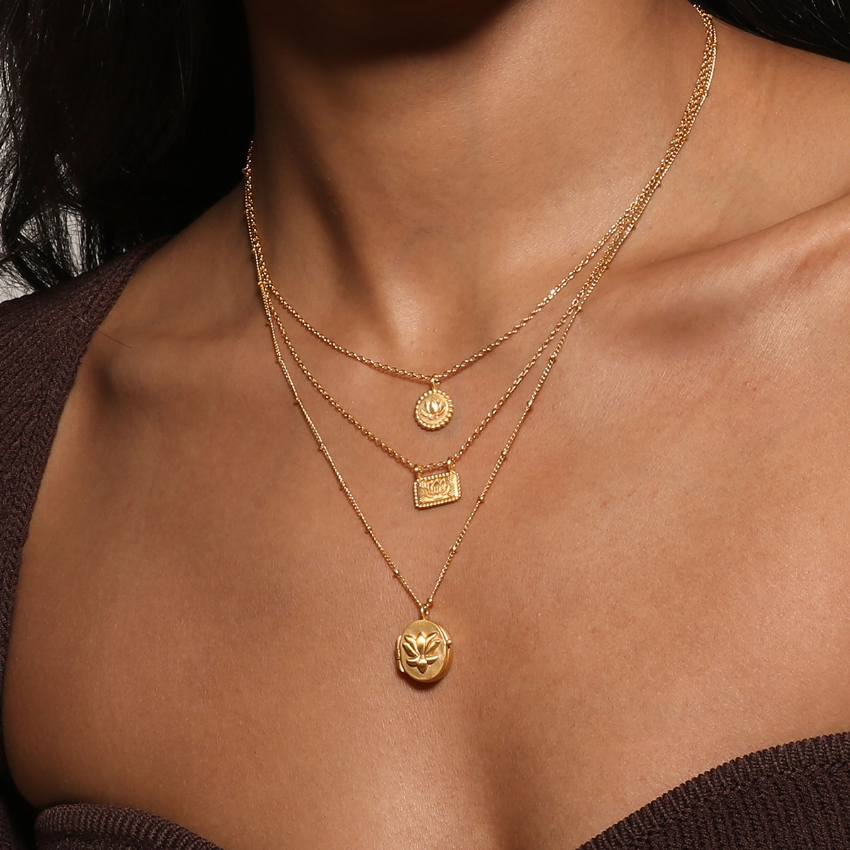 16” Lotus Plate Necklace
