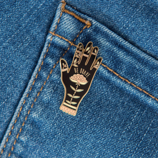 Be Brave Hard Enamel Pin –1.25" Henna-Inspired Pin
