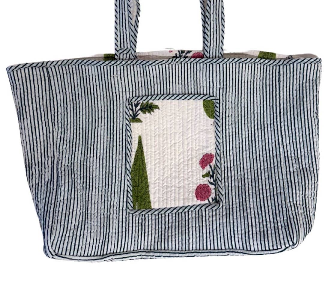 Reversible Quilted Block Printed Beach Bag Regular