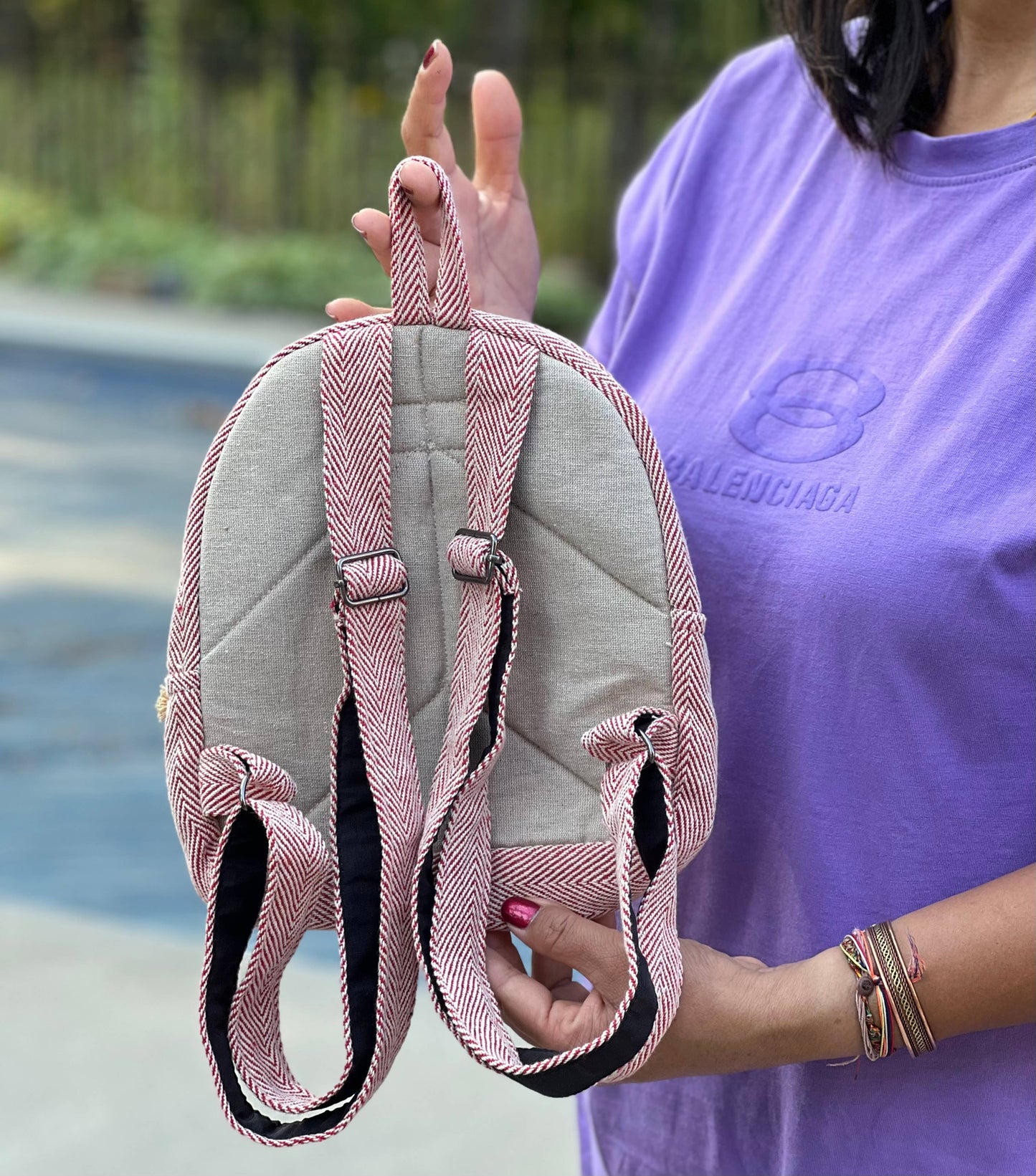 Handmade Lightweight Natural Hemp Himalayan Nepal Minipack (: Red