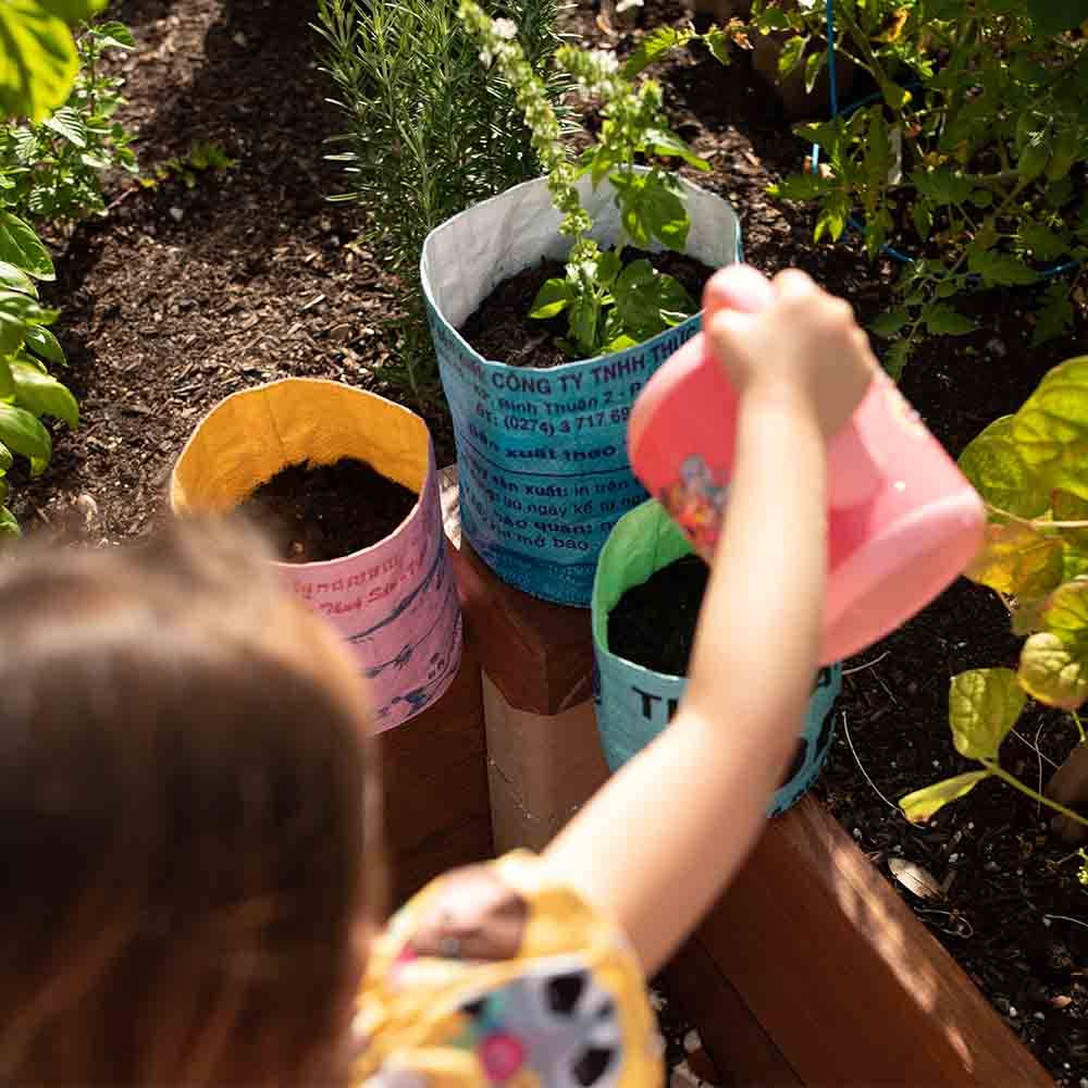 Medium Recycled Planter: Blue-White