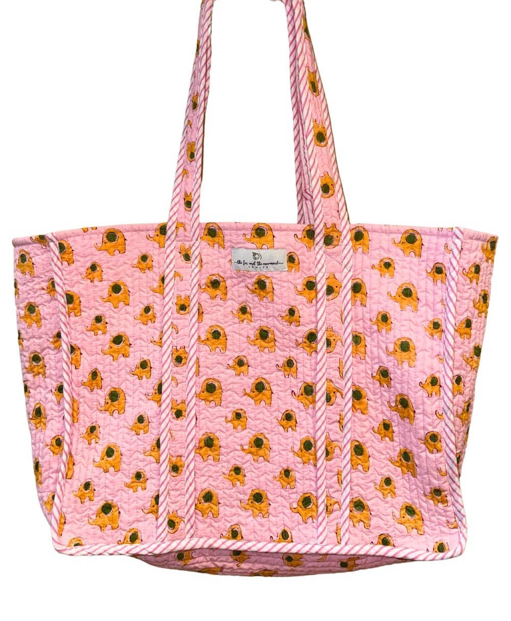Reversible Quilted Block Printed Beach Bag