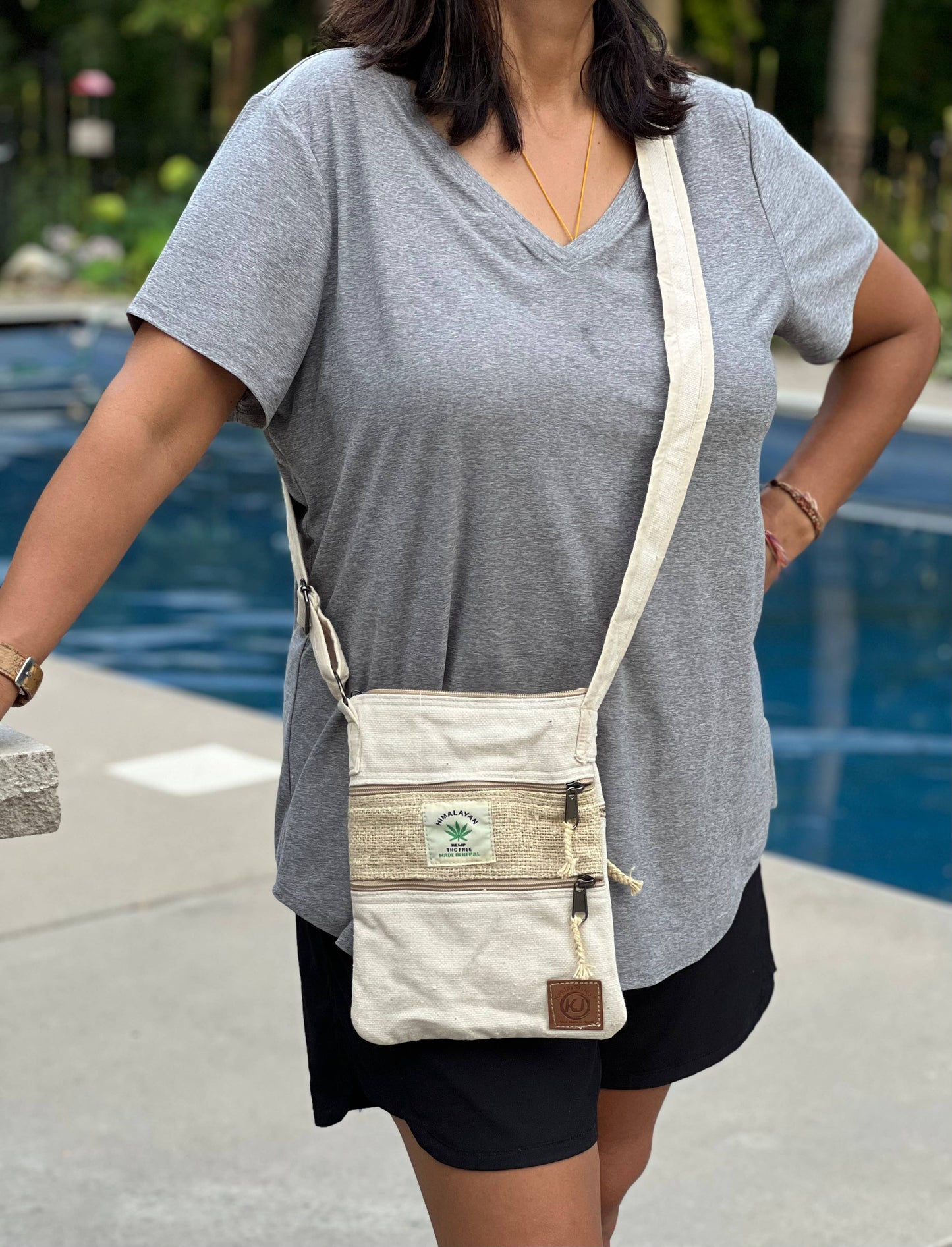 Hemp Hippie Small Cross Body Bag, Travel Sling Passport Bag