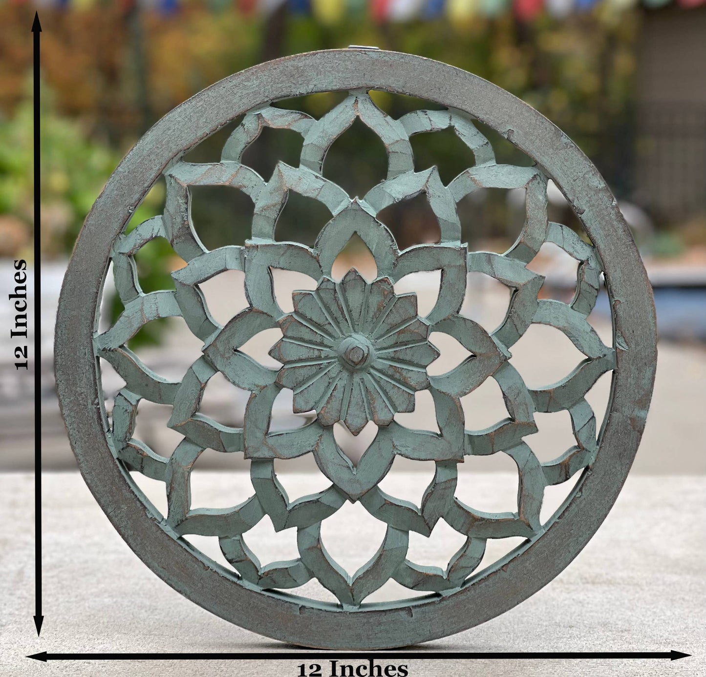 Handcrafted Wooden Lotus Flower Wall Décor Hanging Art: Natural