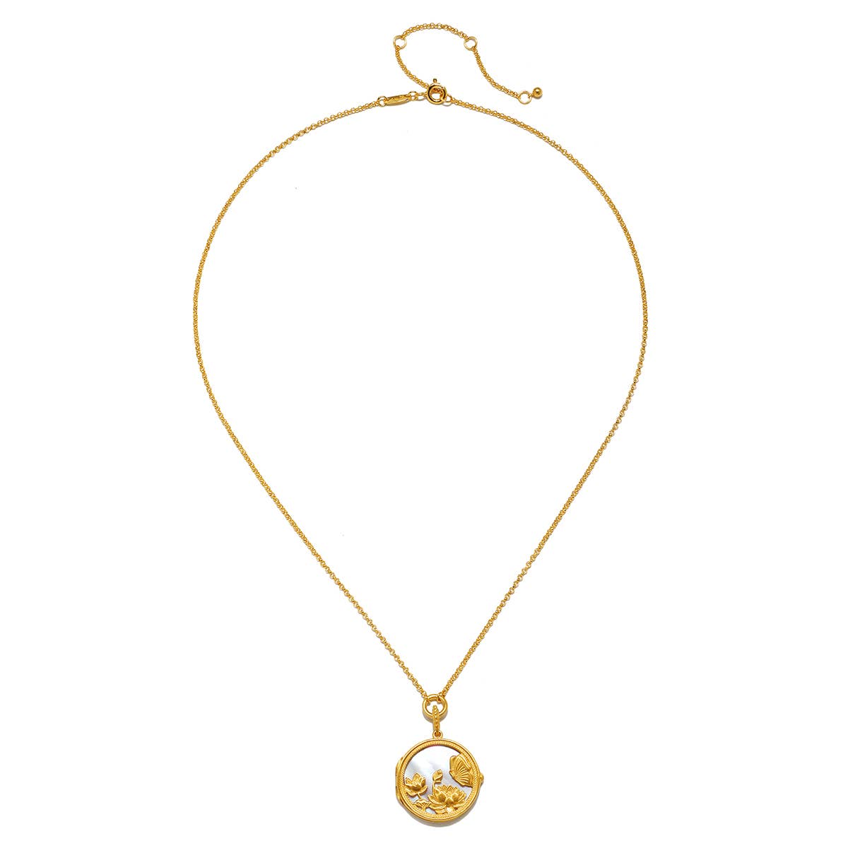 Take Flight Butterfly Pearl Locket Necklace 18”