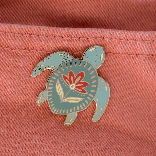 Turtle Hard Enamel Pin - 1.25" Ocean Themed Sea Turtle Pin