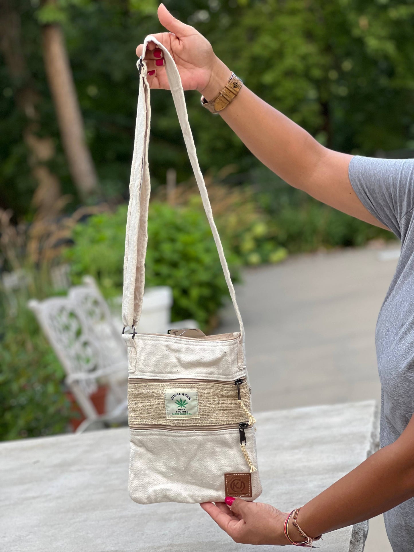 Hemp Hippie Small Cross Body Bag, Travel Sling Passport Bag