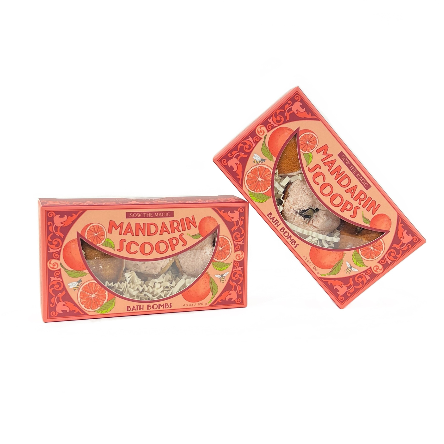 Mandarin Scoops Bath Bomb Gift Set made with Rose Botanicals