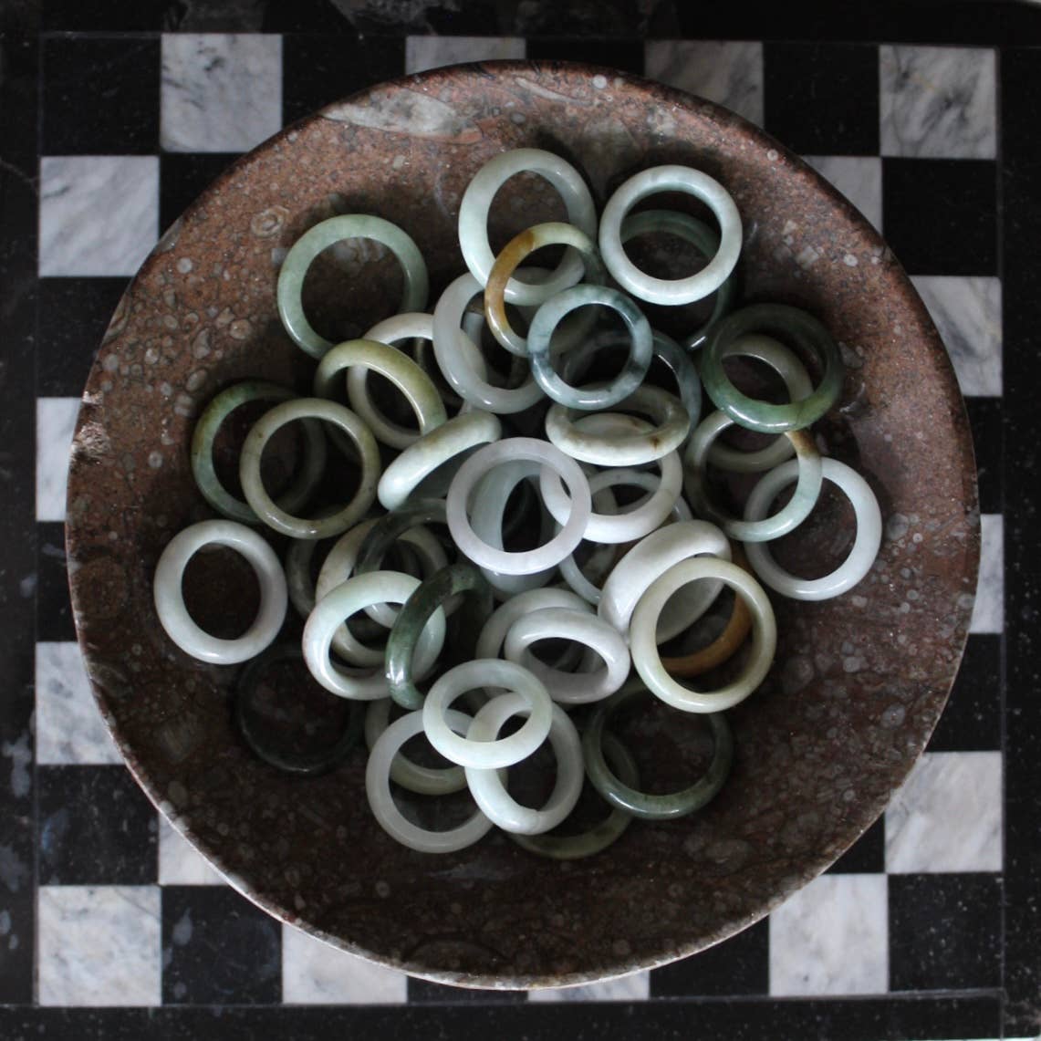 Burma Jade Rings (10 pcs) Assorted Sizes & Colors (Crystals & Stones)