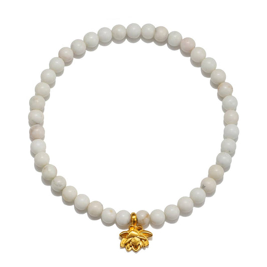 4mm White Turquoise Lotus Stretch Bracelet