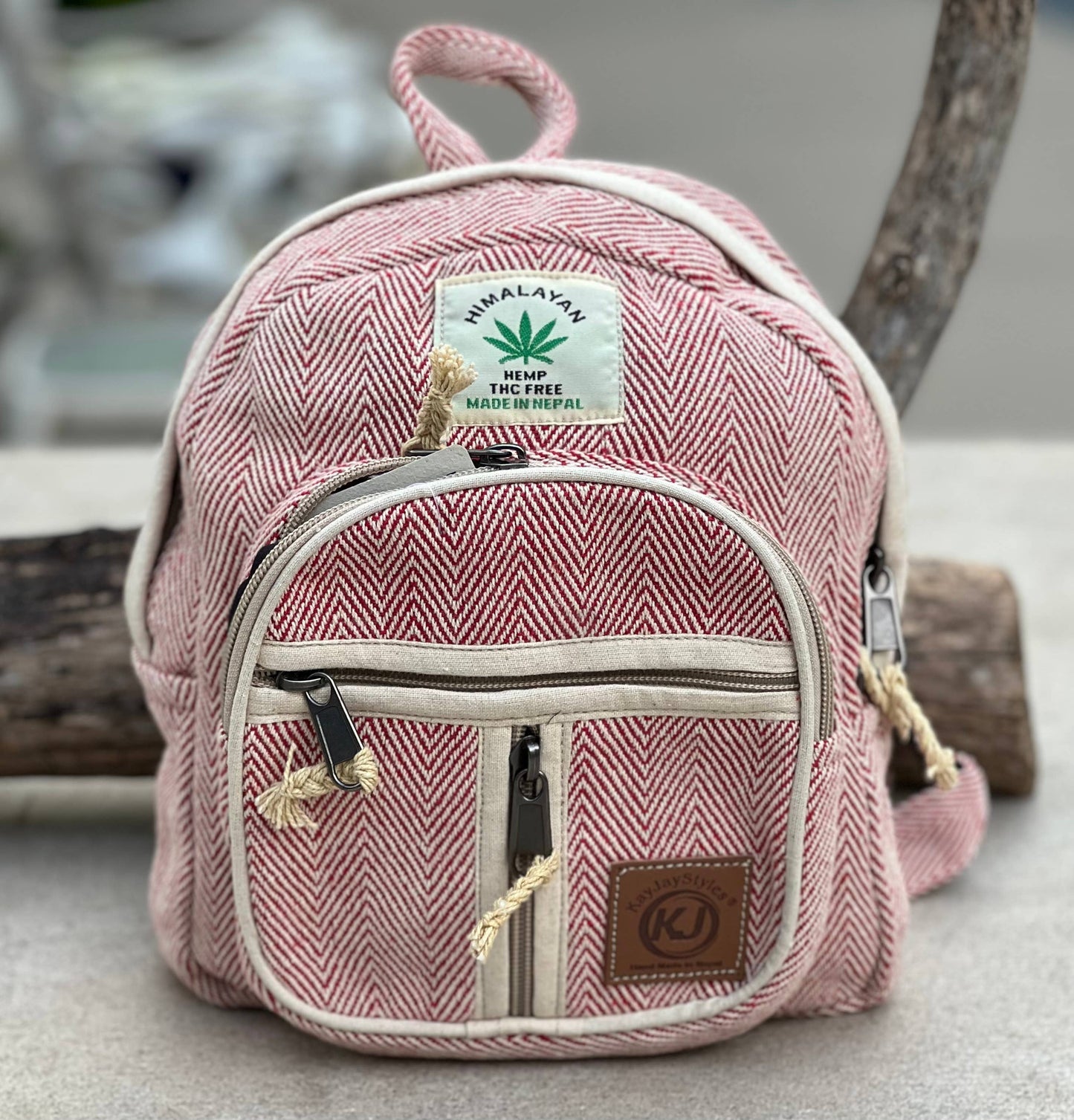 Handmade Lightweight Natural Hemp Himalayan Nepal Minipack (: Red