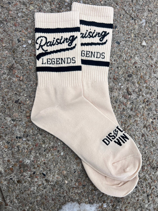 Mom Socks: Cream Sock Black Font